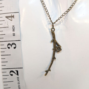 Long Branch Leaf With Flower Antique Bronze Necklace - Image 2