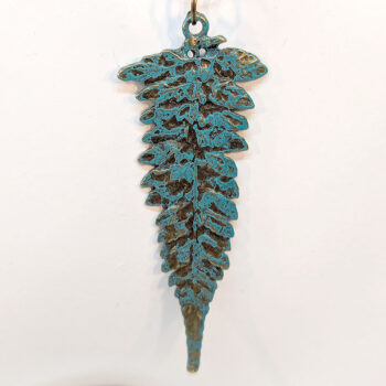 Antique Bronze Patina Large Long Leaf Necklace - Image 3