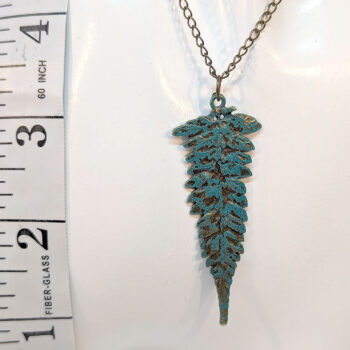 Antique Bronze Patina Large Long Leaf Necklace - Image 2