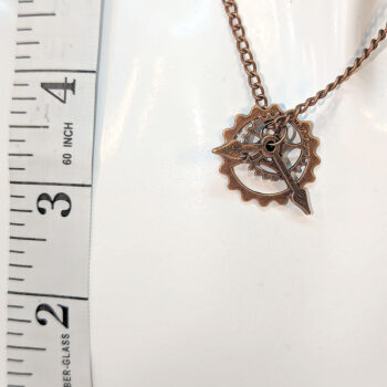 Antique Copper Triple Steampunk Cog Clock Arm Charm Necklace - Image 3