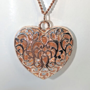 Rose Gold Large Hollow Heart Necklace - Image 3