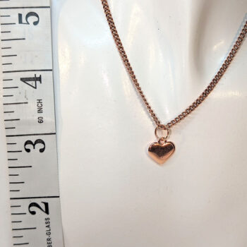 Rose Gold Double-Sided Puffy Heart Necklace - Image 3