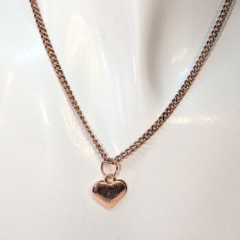 Rose Gold Double-Sided Puffy Heart Necklace - Image 2