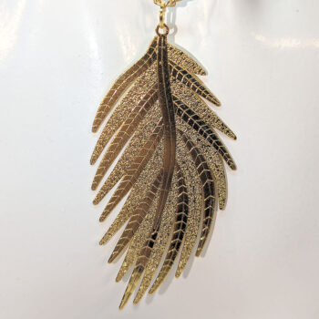 Gold Delicate Large Leaf Lightweight Pendant Necklace - Image 3