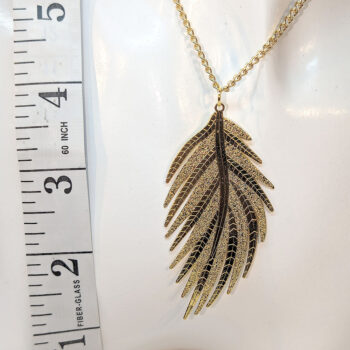 Gold Delicate Large Leaf Lightweight Pendant Necklace - Image 2