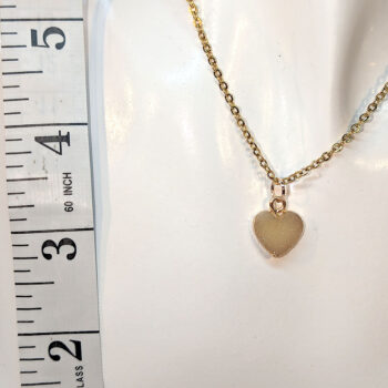 Gold Crystal Design Small Acrylic Cream Heart Necklace - Image 3