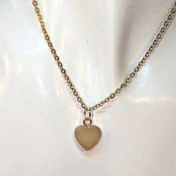 Gold Crystal Design Small Acrylic Cream Heart Necklace - Image 2