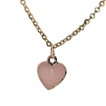 Gold Crystal Design Small Acrylic Pink Heart Necklace