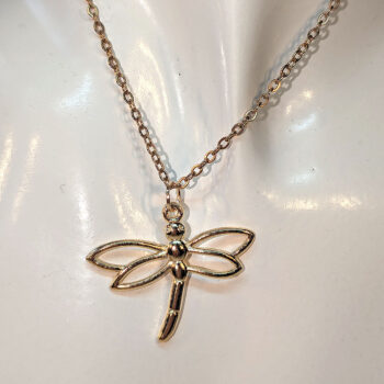 Hollow Dragonfly Necklace KC Gold - Image 2