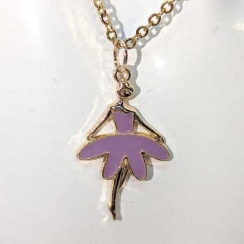 Purple Ballerina Enamel Necklace Gold