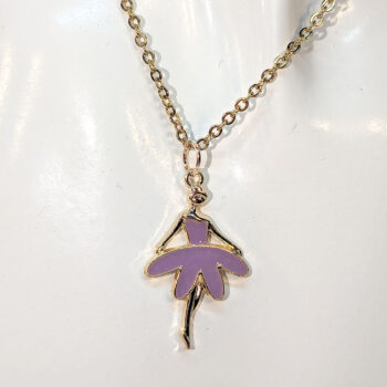 Purple Ballerina Enamel Necklace Gold - Image 3