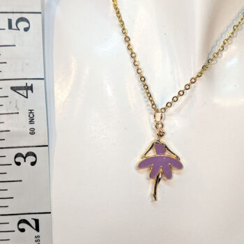 Purple Ballerina Enamel Necklace Gold - Image 2