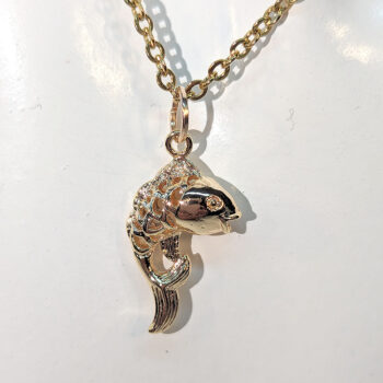 KC Gold Hollow Jumping Fish Goldfish Necklace