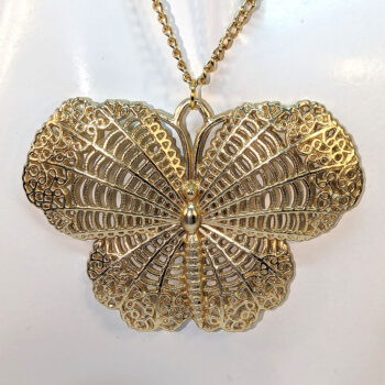 Large Hollow Butterfly Gold Necklace - Image 3