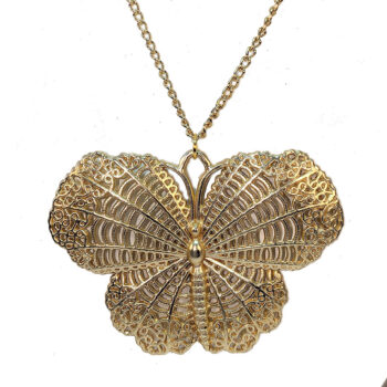 Large Hollow Butterfly Gold Necklace