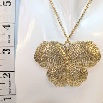 Large Hollow Butterfly Gold Necklace - Image 2