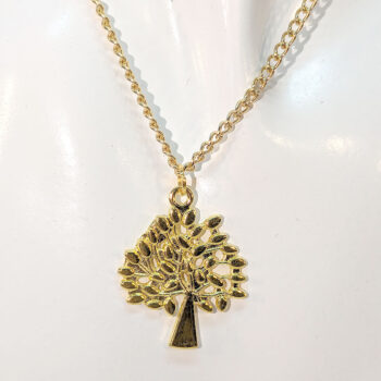 Gold Tree With Leaves Necklace - Image 3