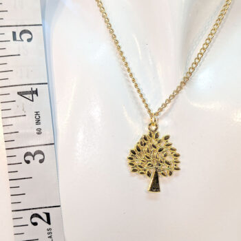 Gold Tree With Leaves Necklace - Image 2