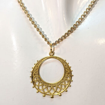 Gold Lightweight Filigree Hoop Necklace - Image 3