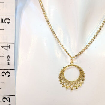 Gold Lightweight Filigree Hoop Necklace - Image 2