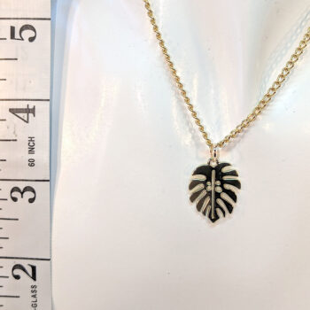 Gold Monstera Leaf Pendant Necklace - Image 2