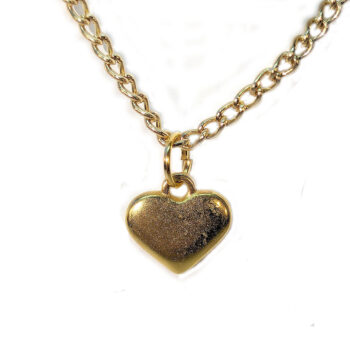 Gold Double-Sided Puffy Heart Necklace