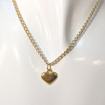 Gold Double-Sided Puffy Heart Necklace - Image 3