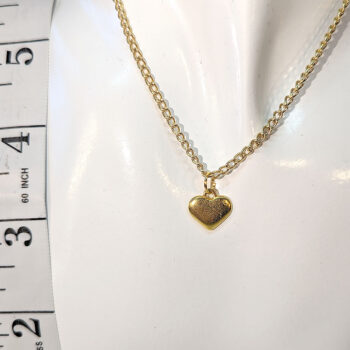 Gold Double-Sided Puffy Heart Necklace - Image 2