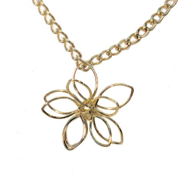 Gold Floating Small Wire Wrapped Flower Necklace