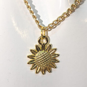 Gold Small Sunflower Flower Necklace