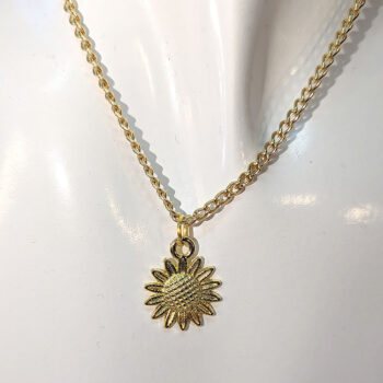 Gold Small Sunflower Flower Necklace - Image 3