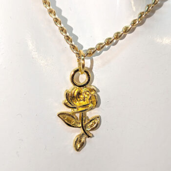 Small Gold Rose Flower Necklace