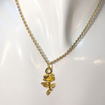 Small Gold Rose Flower Necklace - Image 3