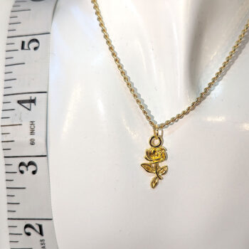 Small Gold Rose Flower Necklace - Image 2