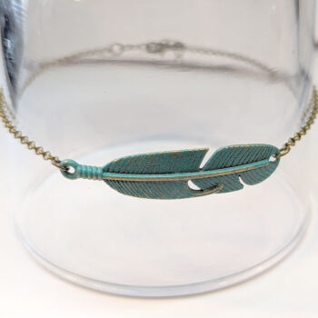 Antique Bronze Patina Feather Bracelet / Anklet - Image 2