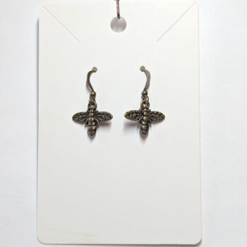 Antique Bronze Dainty Bee Earrings - Image 4