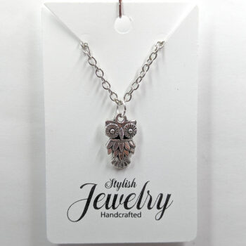 Owl Pendant Necklace Antique Silver - Image 5