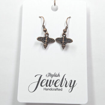 Antique Copper Dainty Bee Earrings - Image 3