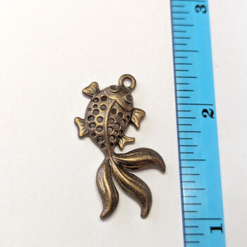 Goldfish Fish Charm Hollow Antique Bronze - Image 2