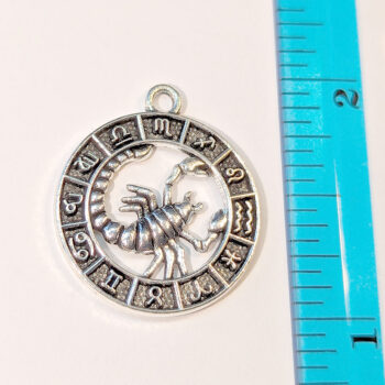 Scorpio Zodiac Round Charm Antique Silver - Image 2