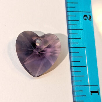 Purple Faceted Glass Rhinestone Heart Charm - Image 2