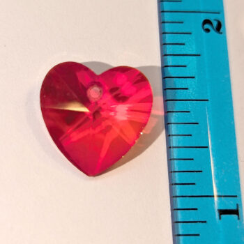 Red Faceted Glass Rhinestone Heart Charm - Image 2