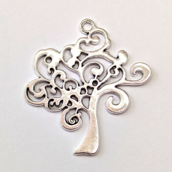 Modern Tree Pendant Antique Silver