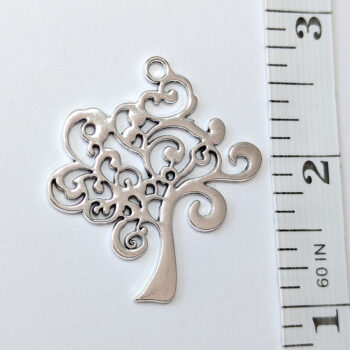 Modern Tree Pendant Antique Silver - Image 2