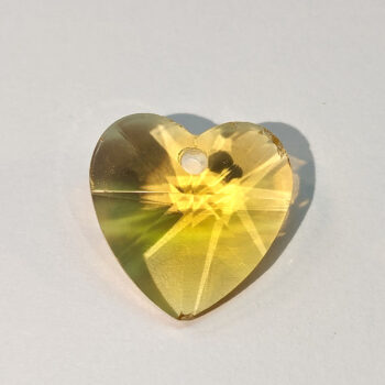 Yellow Faceted Glass Rhinestone Heart Charm