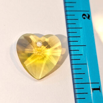 Yellow Faceted Glass Rhinestone Heart Charm - Image 2