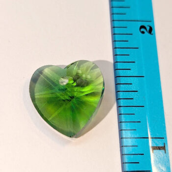 Green Faceted Glass Rhinestone Heart Charm - Image 2