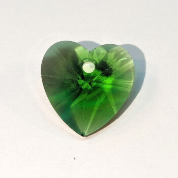 Green Faceted Glass Rhinestone Heart Charm