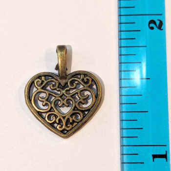 Antique Bronze Hollow Decorative Heart Charm - Image 2