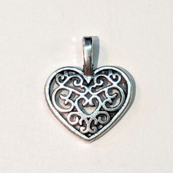 Antique Silver Hollow Decorative Heart Charm